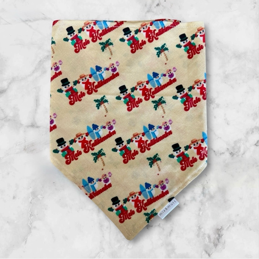 DOG Bandana - Mele Kalikimaka Frosty - Size L Large